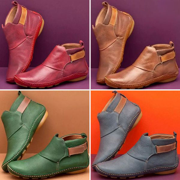 LAST DAY 50% OFF-Women'S Vintage Velcro Flat Ankle Boots