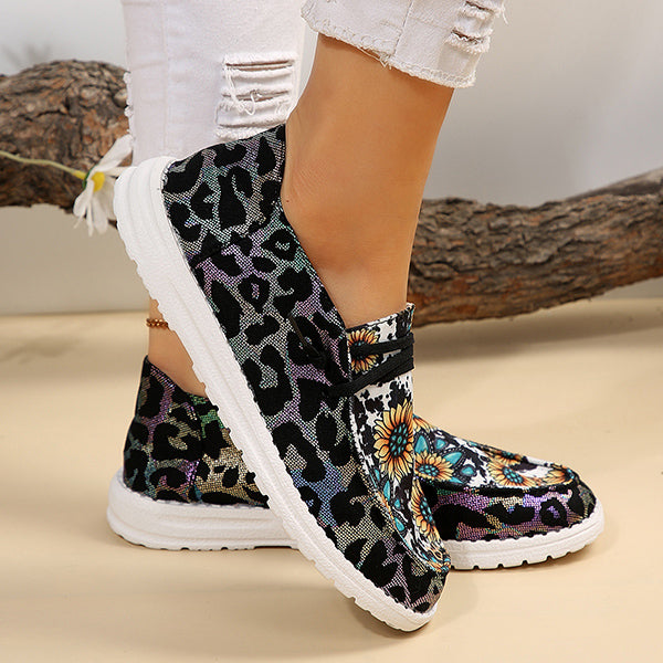 🔥LAST DAY 50% OFF - Women's Casual Comfy Lightweight Sunflower & Cow Print Canvas Shoes