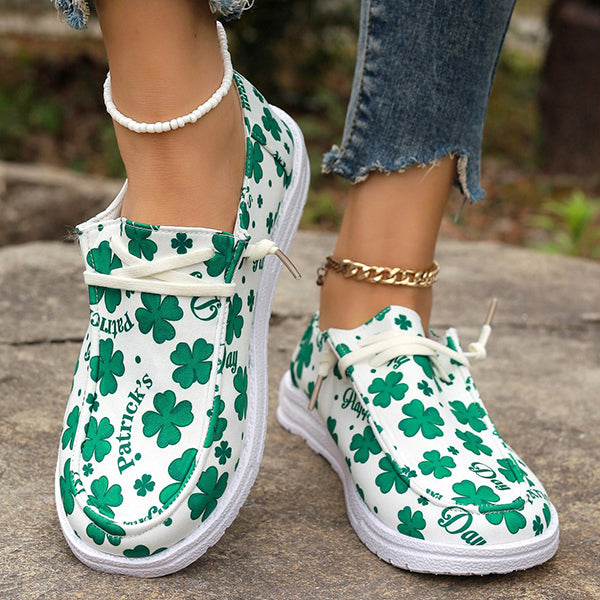 🔥LAST DAY 50% OFF - Women's Casual Comfy Lightweight Four-Leaf Clover Print Canvas Shoes