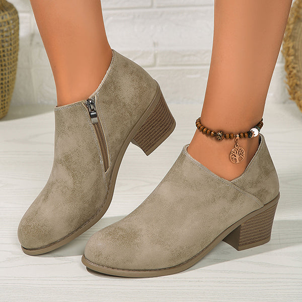 LAST DAY 50% OFF-Women'S Chunky Heel Side Zip Comfortable Orthopedic Shoes