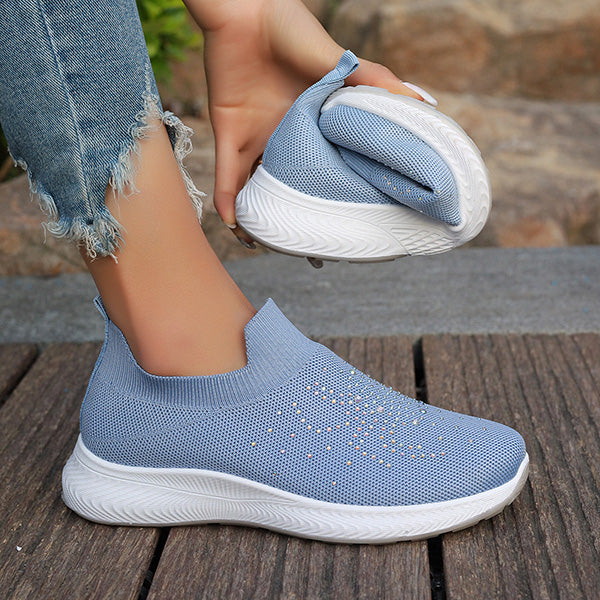 🔥LAST DAY 50% OFF - Women Comfortable Rhinestone Decorations Breathable Knitted Sneakers