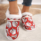 LAST DAY 50% OFF-Women's Comfort Plush Christmas Theme Canvas Ankle Boots