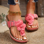 😍Last Day 50% OFF😍-2025 Women's Comfy Leather Flower Decor Wedge Sandals
