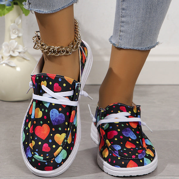 🔥LAST DAY 50% OFF - Women's Casual Comfy Lightweight Love Heart Pattern Canvas Shoes
