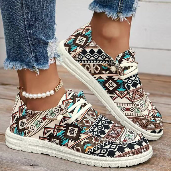 🔥LAST DAY 50% OFF - Women's Tribal Print Casual Comfy  Lightweight Soft Sole Canvas Shoes
