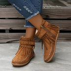 Last Day 50% OFF-Womens Tassel Trim Warm Fur Lined Comfortable Ankle Boots