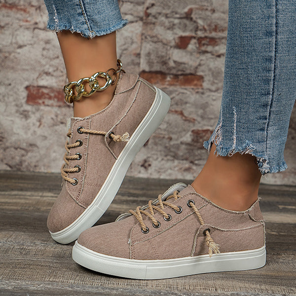 🔥LAST DAY 49% OFF - Women's Casual Lace Up Comfortable Low Top Canvas Shoes