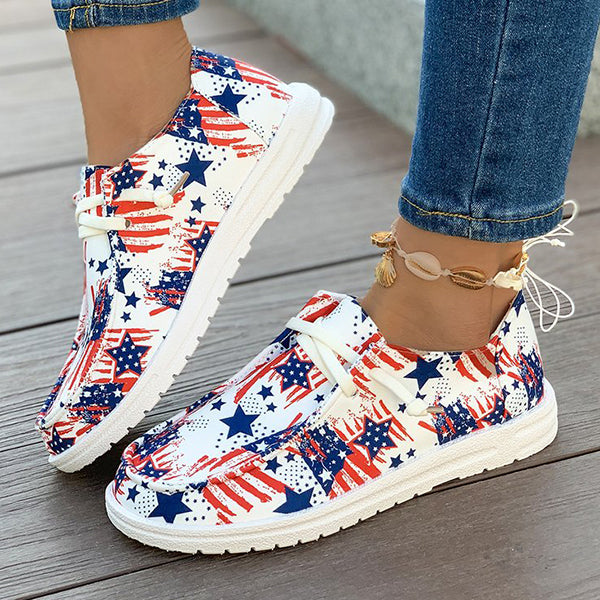 🔥LAST DAY 50% OFF - Women's Casual Comfy Lightweight Flag Pattern Canvas Shoes