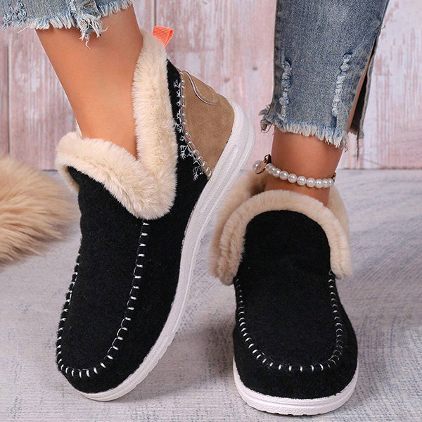 LAST DAY 50% OFF-Women's Comfort Winter Flat Faux Fur Snow Boots