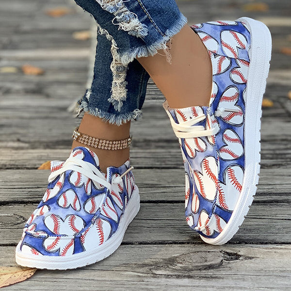 🔥LAST DAY 50% OFF - Women's Casual Comfy Baseball Print Canvas Shoes