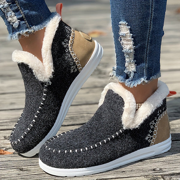 LAST DAY 50% OFF-Women's Comfort Winter Flat Faux Fur Snow Boots