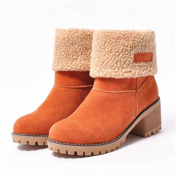 Women's Fleece Lined Chunky Heel Snow Boots