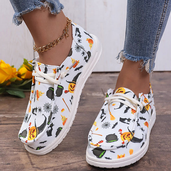 🔥LAST DAY 50% OFF - Women's Casual Comfy Lightweight Halloween Pumpkin Print Canvas Shoes