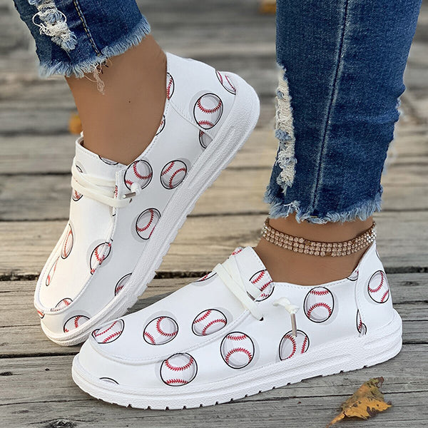 🔥LAST DAY 50% OFF - Women's Casual Comfy Baseball Print Canvas Shoes