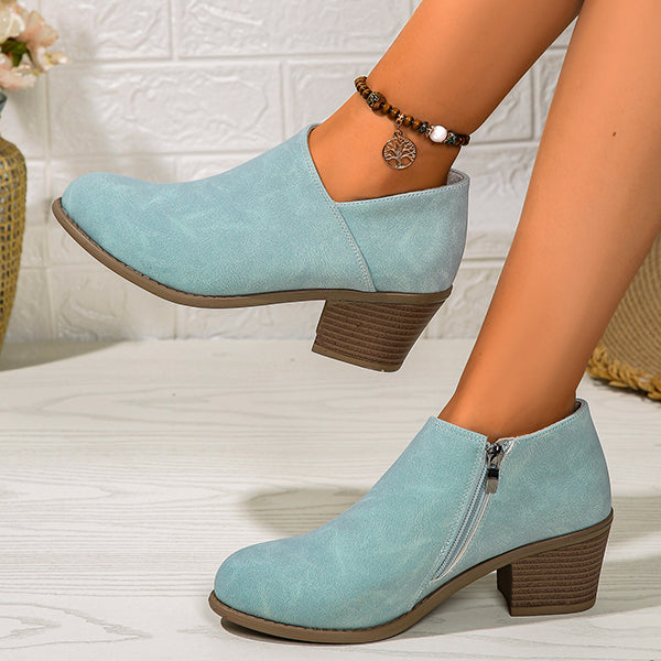 LAST DAY 50% OFF-Women'S Chunky Heel Side Zip Comfortable Orthopedic Shoes