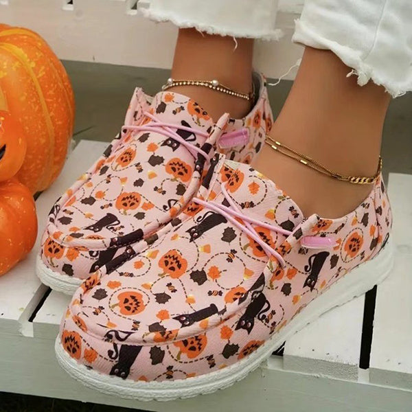 🔥LAST DAY 50% OFF - Women's Casual Comfy Lightweight Halloween Pattern Canvas Shoes