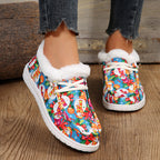 LAST DAY 50% OFF-Women's Comfort Plush Christmas Theme Canvas Ankle Boots