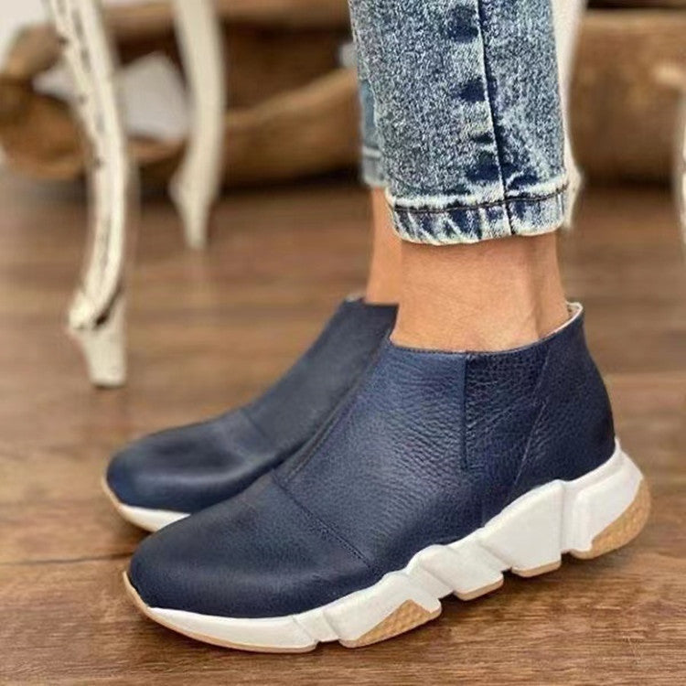 Women's Comfy Non Slip Leather Zip Up Ankle Boots