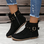 Last Day 50% OFF-Womens Tassel Trim Warm Fur Lined Comfortable Ankle Boots