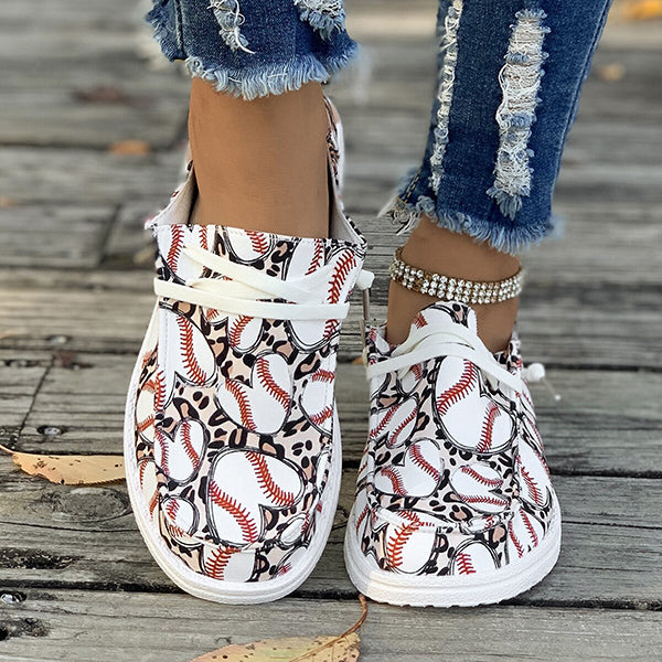 🔥LAST DAY 50% OFF - Women's Casual Comfy Baseball Print Canvas Shoes