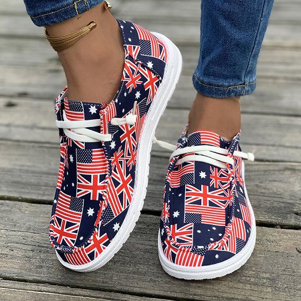 🔥LAST DAY 50% OFF - Women's Casual Comfy Lightweight Flag Pattern Canvas Shoes