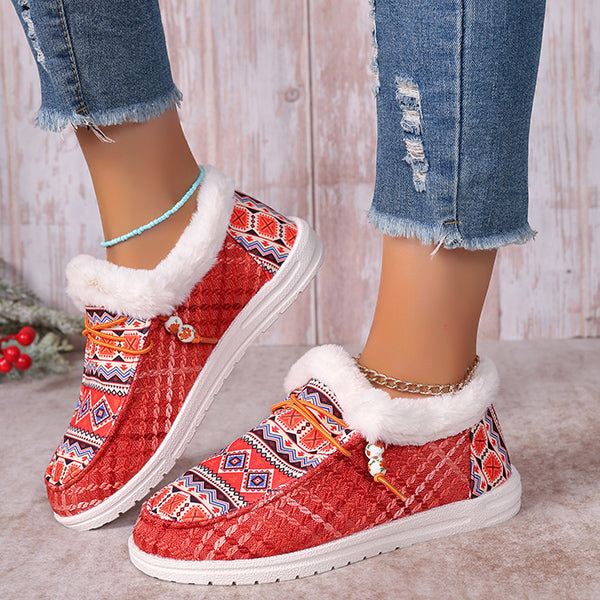 LAST DAY 50% OFF-Women's Comfort Embroidered Furry Snow Boots