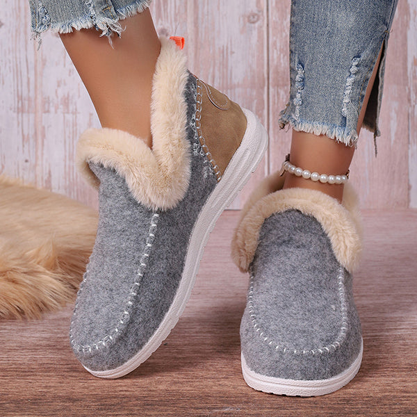 LAST DAY 50% OFF-Women's Comfort Winter Flat Faux Fur Snow Boots