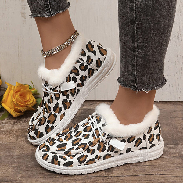 LAST DAY 50% OFF-Women's Winter Comfort Fleece Leopard Snow Boots