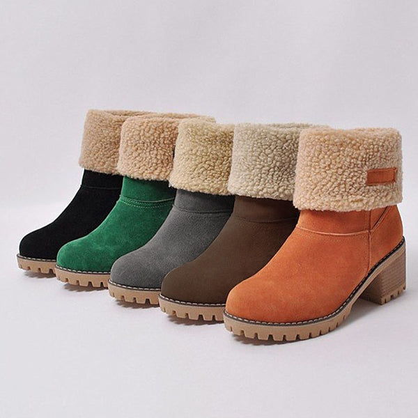 Women's Fleece Lined Chunky Heel Snow Boots