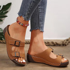 😍Last Day 50% OFF😍-Women's Double Buckle Adjustable Slides Orthopedic Sandals
