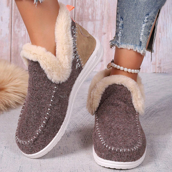 LAST DAY 50% OFF-Women's Comfort Winter Flat Faux Fur Snow Boots