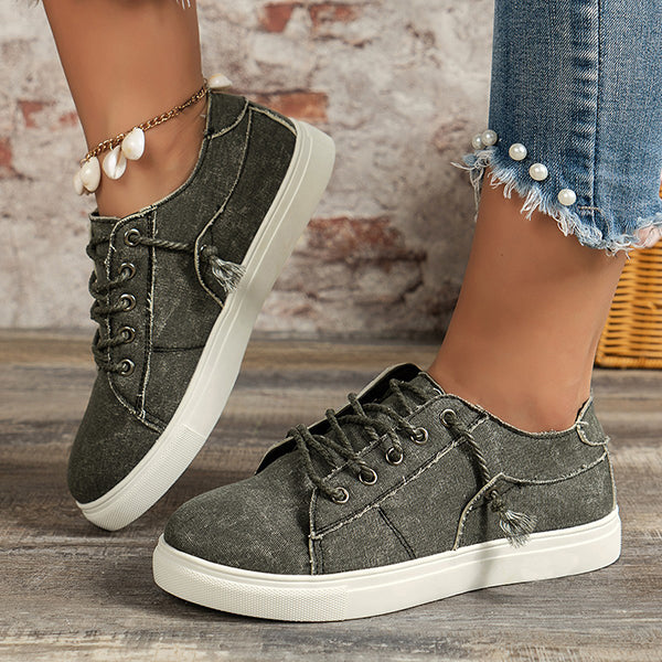 🔥LAST DAY 49% OFF - Women's Casual Lace Up Comfortable Low Top Canvas Shoes
