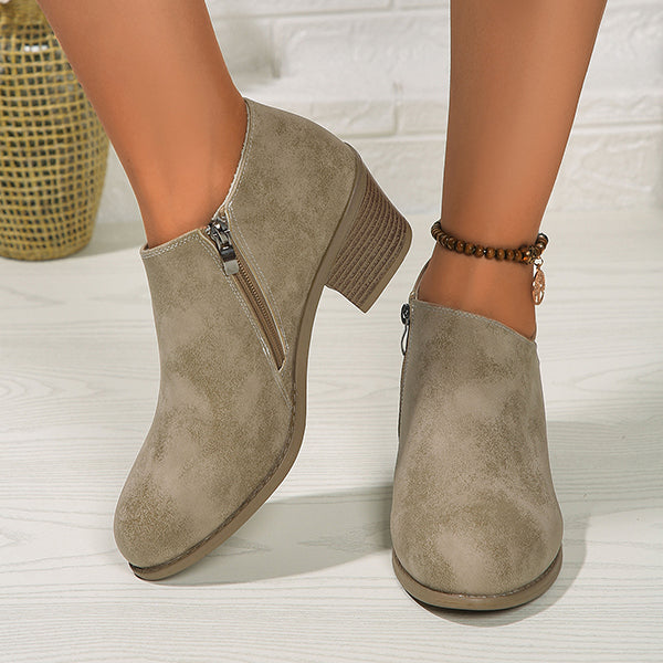 LAST DAY 50% OFF-Women'S Chunky Heel Side Zip Comfortable Orthopedic Shoes