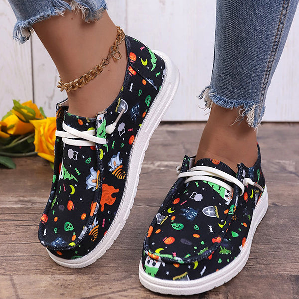 🔥LAST DAY 50% OFF - Women's Casual Comfy Lightweight Halloween Pumpkin Print Canvas Shoes