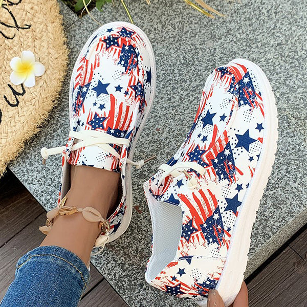 🔥LAST DAY 50% OFF - Women's Casual Comfy Lightweight Flag Pattern Canvas Shoes