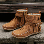 Last Day 50% OFF-Womens Tassel Trim Warm Fur Lined Comfortable Ankle Boots