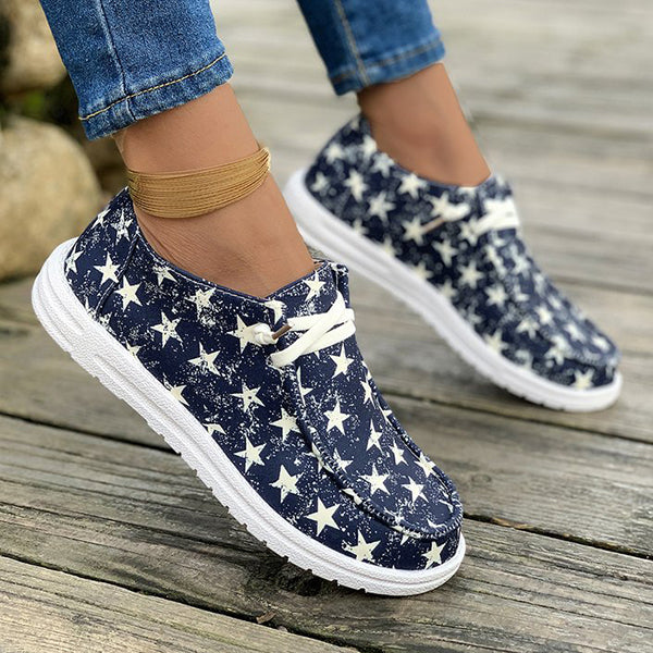 🔥LAST DAY 50% OFF - Women's Casual Comfy Lightweight Flag Pattern Canvas Shoes
