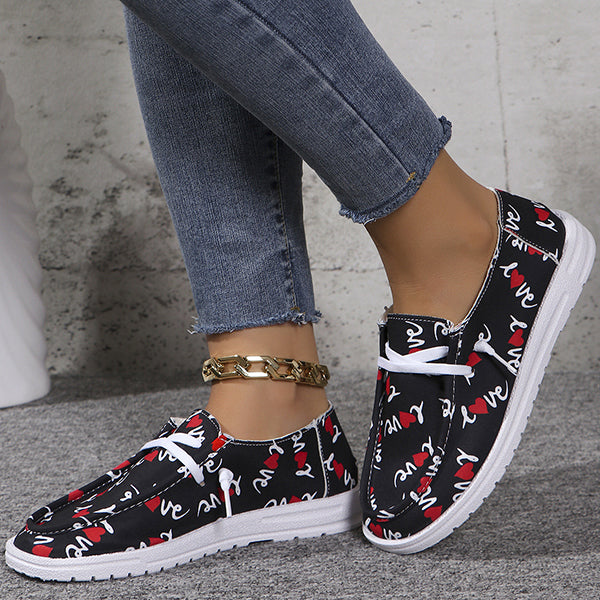 🔥LAST DAY 50% OFF - Women's Casual Comfy Lightweight Love Heart Pattern Canvas Shoes