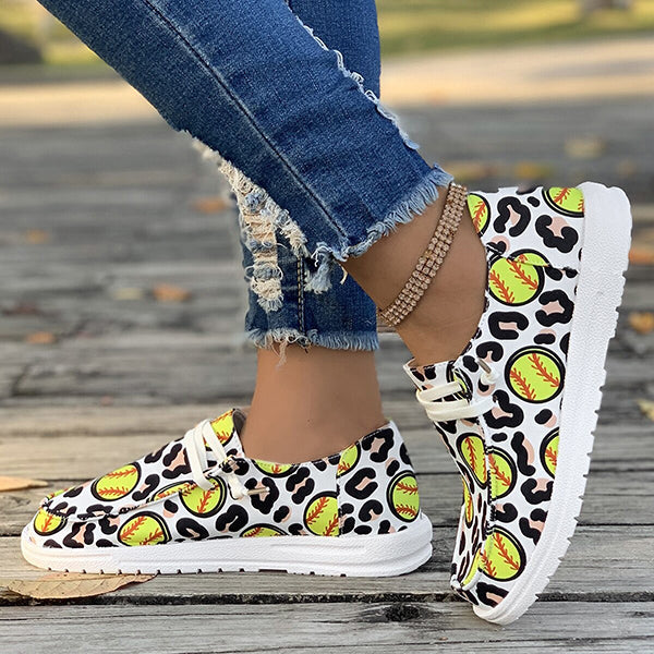 🔥LAST DAY 50% OFF - Women's Casual Comfy Baseball Print Canvas Shoes