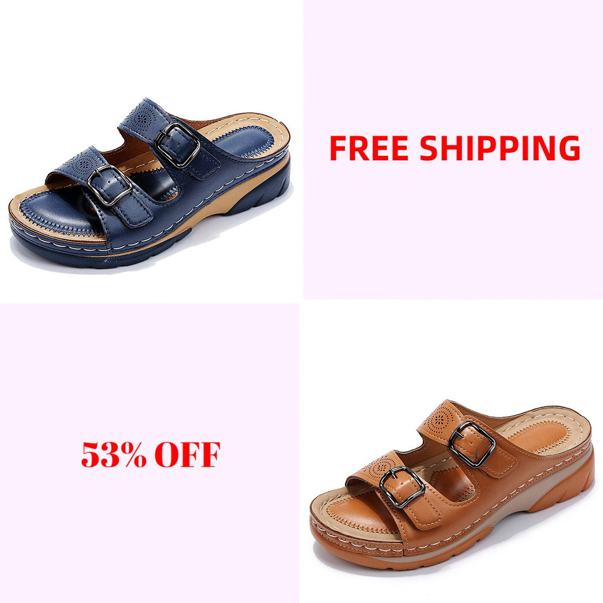 LAST DAY 50% OFF-Breathable Orthopedic Adjustable Ladies Leather Sandals