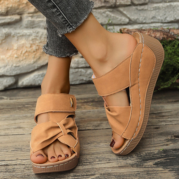 😍Last Day 50% OFF😍-Womens Casual Comfy Open Toe  Arch Support Sandals with Bowknot