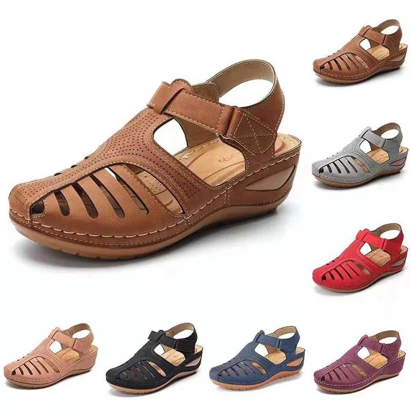 Women's Casual Bohemia Gladiator Wedge Shoes Comfortable Ankle Strap Outdoor Platform Sandals