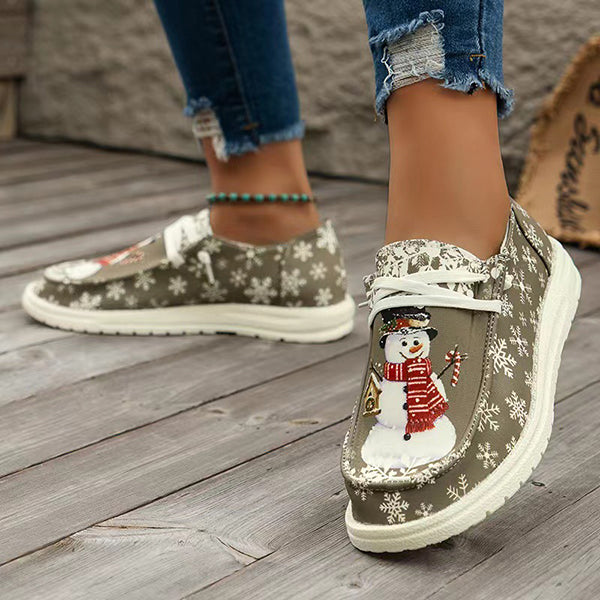 🔥LAST DAY 70% OFF - Women's Casual Comfy Snowman Pattern Canvas Shoes