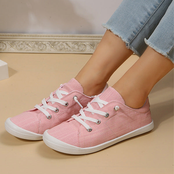 🔥LAST DAY 70% OFF - Women's Casual Lightweight Round Toe Lace-up Canvas Shoes