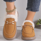 Last Day 50% OFF-Women's Metallic Buckle Soft Sole Flat Warm Lined Shoes