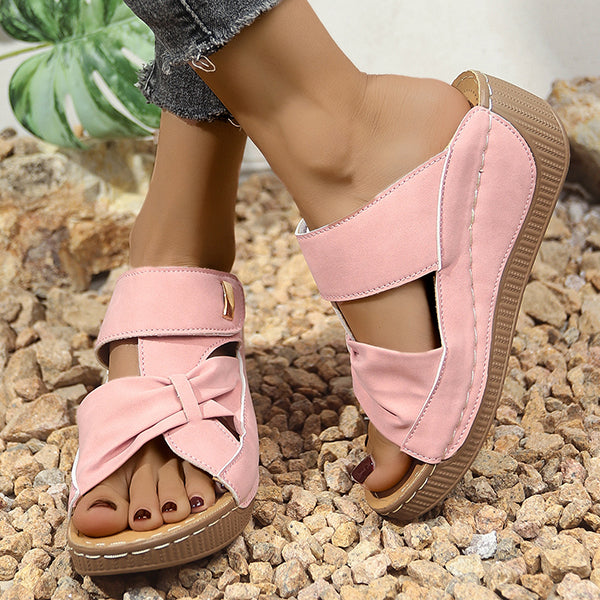 😍Last Day 50% OFF😍-Womens Casual Comfy Open Toe  Arch Support Sandals with Bowknot