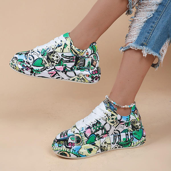 Women's Casual Graffiti Platform Sneaker