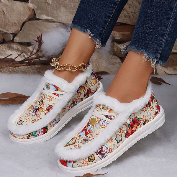 LAST DAY 50% OFF-Women's Comfort Plush Xmas Santa Warm Winter Boots