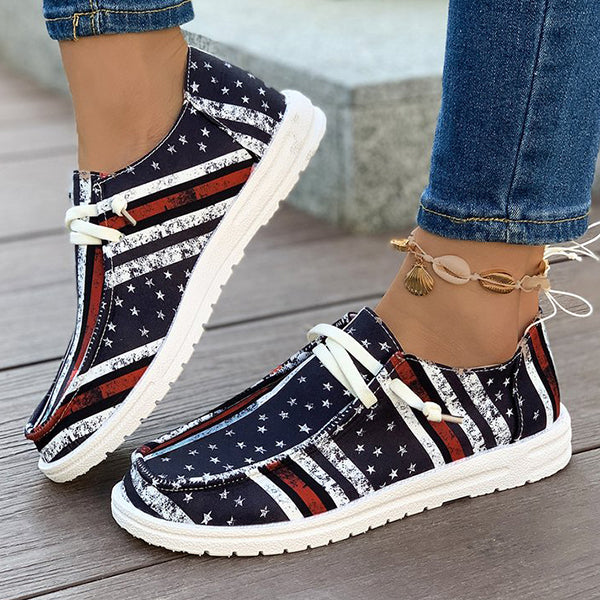 🔥LAST DAY 50% OFF - Women's Casual Comfy Lightweight Flag Pattern Canvas Shoes
