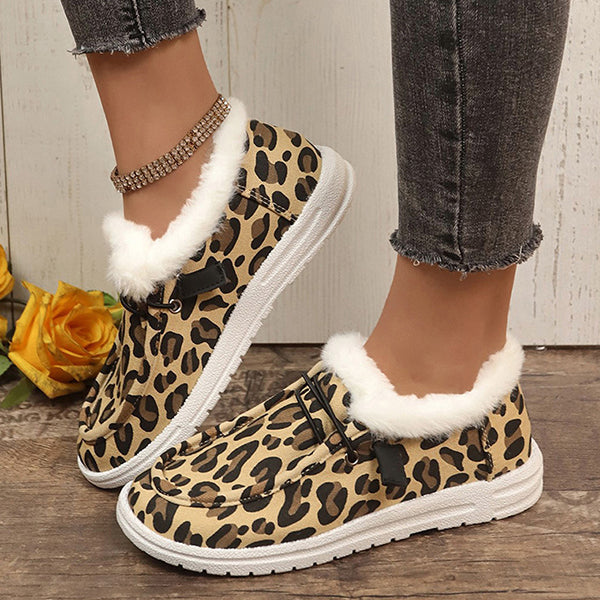 LAST DAY 50% OFF-Women's Winter Comfort Fleece Leopard Snow Boots